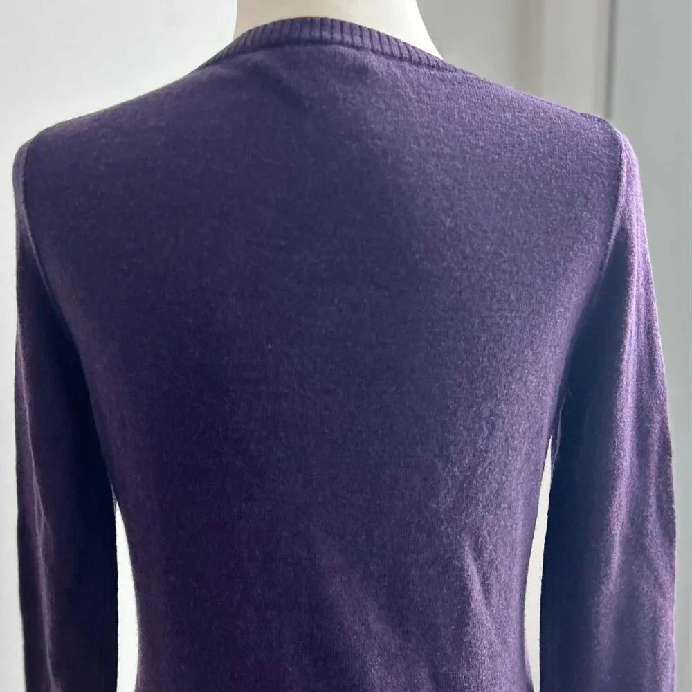 Banana Republic Rosettes & Sequins Embellished Deep Grape Merino Cardigan – US S - Picture 8 of 11